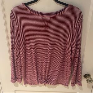 Old Navy Red and White Stripped Tie Knot Shirt